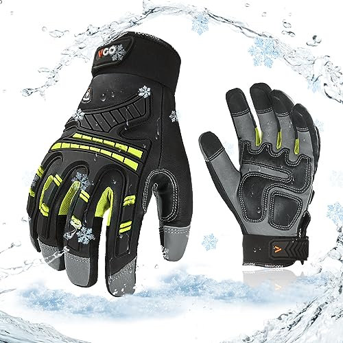 Vgo... 1 Paar Mechaniker-Handschuhe, wasserdichte Sicherheit-Arbeitshandschuhe für Kühllager oder Gefrierschrank, w/3M Thinsulate Futter, Anti-Impact, Anti-Vibration, 20℃/-4°F (GA8954FW)