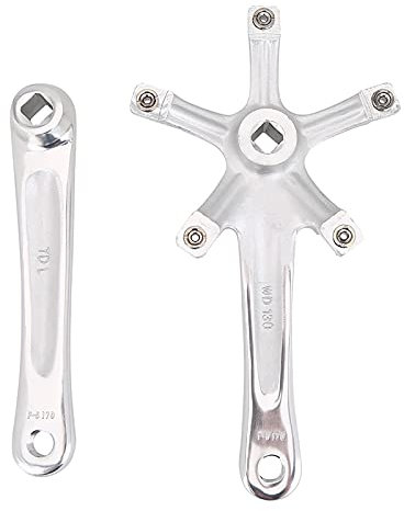Drfeify 1 Paar Fahrrad-Kurbelarme, Single-Speed-Vierkant-Kurbelgarnitur, Linke und Rechte Kurbel für EIN- und Zweiteiliges Straßenkettenblatt (Silver)