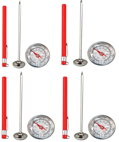 Thermomètre De Température du Sol en Acier Inoxydable 127 mm, Accessoires De Jardinage Thermomètre À Compost pour Le Rempotage, La Plantation Et Le Jardinage (4 Pièces)