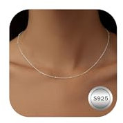 LOLIAS Halskette 925 Silber Kette Damen Silberkette Halskette Kugel Choker Kette Halskette für Damen Frauen Teenager Freundin Schwester Freund Geburtstag