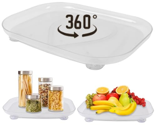 Gzsekken Lazy Susan Turntable Organizer, 360° Rotating Clear Rectangular Fridge Storage