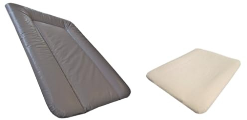 Steff - Set - Wickelauflage - 70x50 cm - Taupe + Wickelauflagenbezug - Ecru - Qualitätssiegel OEKO-TEX Standard 100