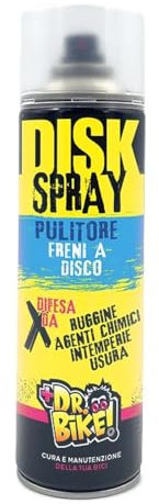 DR. BIKE Disk Spray. Pulitore freni a disco 500 ml. Detergente freni a disco biciclette. Difesa da agenti chimici e intemperie. Previene usura e ruggine. Pulitore freni bicicletta rapido.