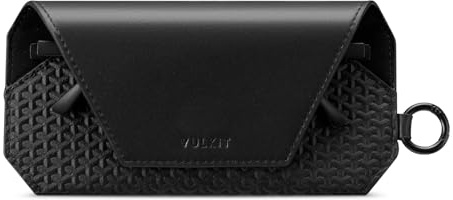 VULKIT Leather Soft Glasses Case, Portable Eye Glasses Case for Women & Men, Slim Sunglass Case, Unisex Eyeglass Case, Fit Most Standard Eyeglasses and Sunglasses, Black