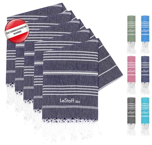 LeStoff 5 Hamamhanddukar/Gästhanddukar, 100% ekobomull, 50x100 cm, Mörkblå