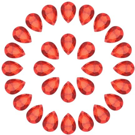 QUARKZMAN 80pz 13 x 18 mm Gocce di Strass in Acrilico con Punte Posteriori per Gioielli Realizzazione Costume Cristallo Decorazioni Artigianali, Rosso Brillante