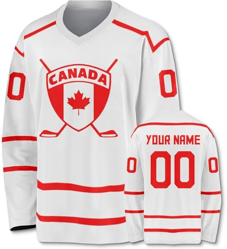 Personalised Ice Hockey Jersey Customisable Printed Long Sleeve Hockey Jersey Clothing for Ice Hockey Fans Men Women Youth A02
