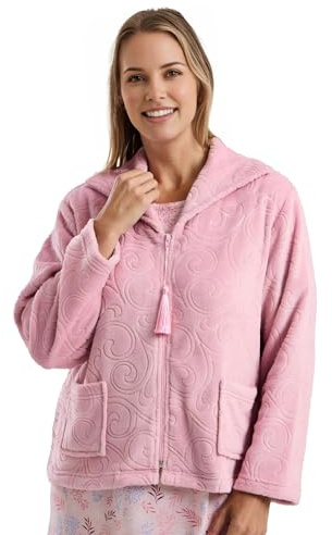INSIGNIA Womens Luxury Supersoft Fleece Bed Jackets Short Gowns Tops (UK, Alpha, M, Regular, Regular, Rose Swirl)
