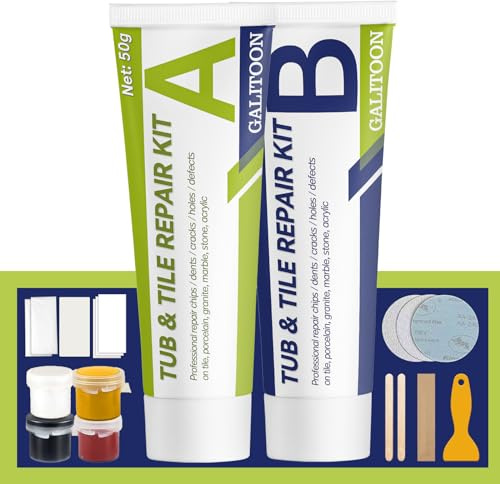 Bath Repair Kit White, Enamel Tub Tile and Shower Tray Repairs Kit, Tile Repair Kit, Bathtub Crack Refinishing Kit to Repair Chips, Scratches (White)