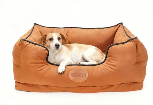 EASY SPEED Cama para Perros, Sofá Perro Ortopédica, Cama Perro Desenfundable y Lavable, Antideslizante Antiansiedad, Impermeable, Suave, para Perros y Gatos, 70x60x19cm, Liso Marron