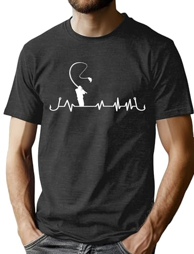 VVNTY T-shirt de pêche à manches courtes pour homme avec battement de cœur