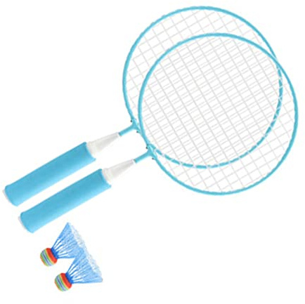 FILFEEL Set di Racchette da Badminton per Bambini, Maglia Larga, Morbida Impugnatura Antiscivolo, Comode Racchette da Badminton con 2 Palline per Sport All'aria Aperta e Divertimento in (BLUE)