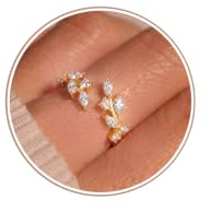 CASSIECA Bague Argent Or pour Femme Bagues Reglable Motif Feuille CZ AAAAA+ | Bagues Argent Or pour Femmes Bague de Fiançailles Femme Bague Promesse Mariage Bagues Argent/Or Cadeau Femme