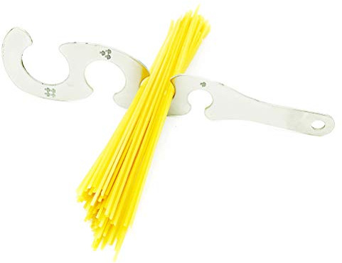 Annadue Spaghettimätare i Rostfritt Stål, S-formad 4-håls Pastalinjal, Hållbar Kökspryl för Matlagningsportionering (Silver)