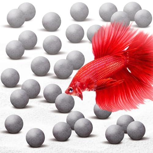SunGrow Axolotl Balls, Enrichment Additive for Movement, Shell Strength and Comfort, Also Great for Turtle Tanks, Root Development in Substrate for Plant Growth, Slow-Release pH Enhancer,30 Pcs
