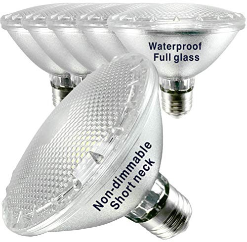 Short Neck PAR30 LED Bulb,Warm White,6-Pack,Indoor/Outdoor Lighting,Waterproof,Not Dimmable,Full Glass,ED PAR30 Flood Light 12W=60W-100W Halogen,Soft White Light 2700K-3000K,E26,120 Volts