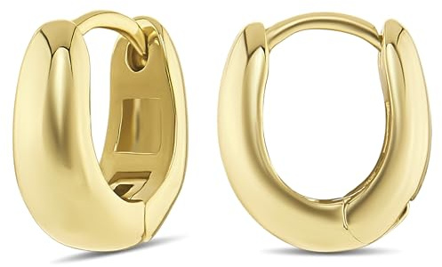 MILLA 14k gold Huggie Hoop Earrings for Women Multipack & Individuals - Ear Huggers Earrings for Women Trendy Y2K Earrings, Preppy Earrings - Lightweight & Hypoallergenic (12 mm - 0.5 in)