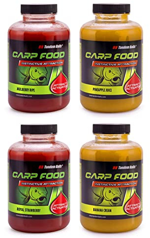 Tandem Baits karp foder fiskefoder attraktor karp mat attraktivare 4-pack set 500 ml smakfull blandning fruktmästare