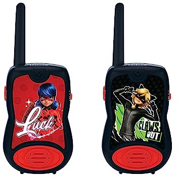 Lexibook, Miraculous Ladybug Chat Noir, Talkies-Walkies 200m, Kommunikationsspiel für Kinder, 2 Kommunikationskanäle, Gürtelclip, Schwarz/Rot, TW12MI