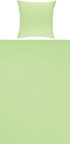 Erwin Müller Bettwäsche Traunstein Single-Jersey lindgrün Größe 1x 135x200 cm + 1x 80x80 cm