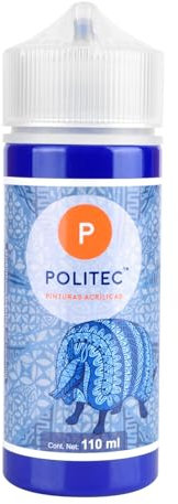 Politec - Pintura Acrílica de Calidad Profesional, Impermeable, Resistente a la Luz, para Lienzos, Tela, Madera, Cristal, Piedras, Pintura textil, Pintura para Lienzo. (Azul Cobalto #310)