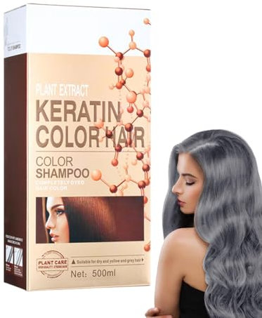 Shampoing Pour Coloration De Cheveux Gris Argenté - 6 En 1, Couvre Les Cheveux Gris, Shampoing De Couleur Longue Durée Pour Hommes Et Femmes, Dure 30 Jours, 500 Ml
