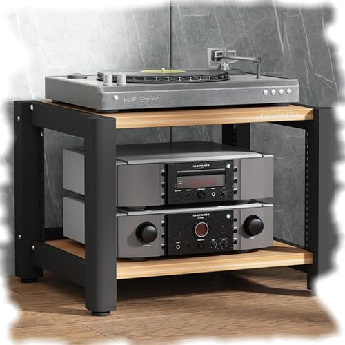 ILOOXI AV-Medienständer 2/3/4/5 Ebenen Audio Rack HiFi Regal, Höhenverstellbar HiFi-Racks Und Ständer, Eck-Stereo-Ständer, Für Verstärker/Player/TV-Zubehör ﻿(2 Tier-60x50x40cm)