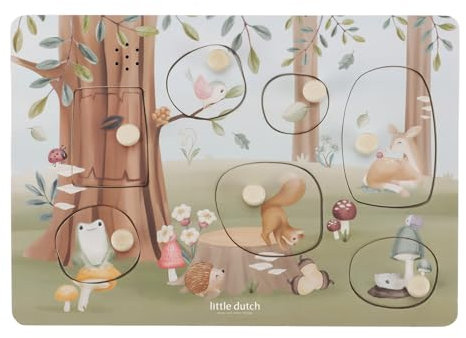 Little Dutch 7240 FSC Holz Greifpuzzle mit Geräuschen - Forest Friends