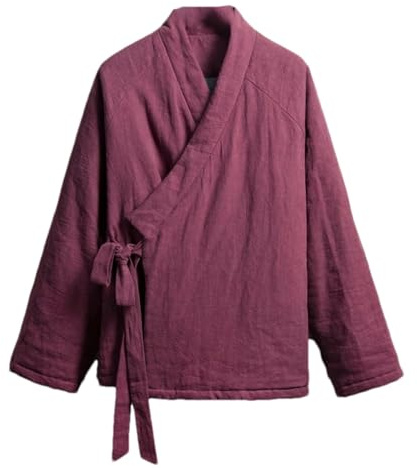 GaoLeAve Automne Hiver Chinois Traditionnel Coton Rembourré Hommes Vêtements Vintage Veste Ethnique Style Lâche Épais Manteau, rouge 2, M