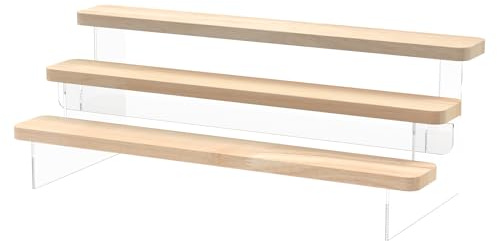 Foppla träfigurer display stativ med akrylhållare multi-layer Compact Cupcake Display Riser Riser Riser, som är lätt att montera, parfym display stativ för fest – dessertbord till m