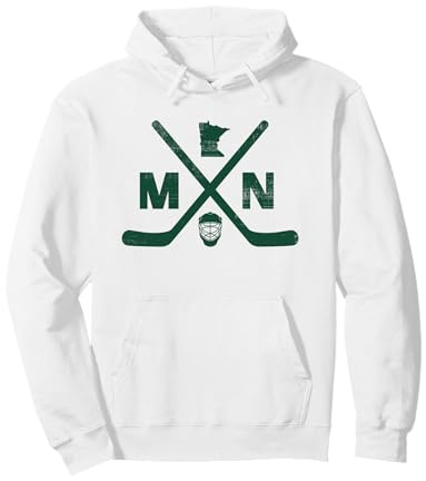 State of Minnesota Hockey Vintage Retro Pullover Hoodie