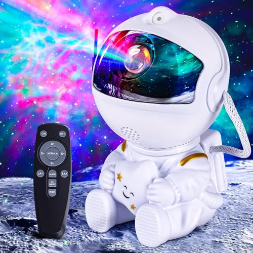 VIYSPNV Sternenhimmel Projektor LED Astronaut Projektor mit 26 Nebel- und Sternmodelle Verstellbare Helligkeit und Geschwindigkeit 360° Drehbarkeit für Kinder und Erwachsene