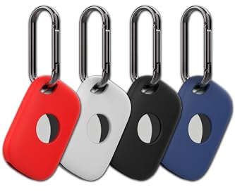 4 Pack Holder Case Compatible with Tile Pro 2024 Tracker, Anti-Scratch Finder Accessories Cover for Tile Life360 Pro, Silicone Keychain(Black White Red Blue)