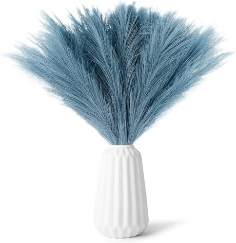 Konstgjort pampasgräs, 30 stycken torkade pampasgräs, dekoration torkade blommor, dekoration, torkade blommor, dekoration, små fluffiga, konstgjorda blommor för boho, heminredning (blå)