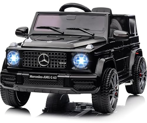 Coche Eléctrico Infantil G63 Amg con Licencia, 12 V, Mando A Distancia, Puertas De Doble Apertura, Asiento Extra Ancho, Luces Led, Música, Bocina Y Cierre De Seguridad. Color Negro.