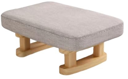 YHNDECO Foot Stool, Ottoman Footstool with Removable Cover, Linen Fabric Pouffe Footstool for Living Room,Entryway,Bedroom,Office (Shallow Gray)