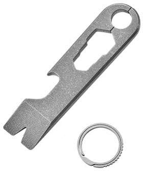 Petit outil de biche multifonction en métal avec clé décapsuleur de survie pour camping, randonnée, pied-de-biche, porte-clés