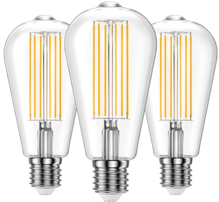Ankey ST64 Bombilla Edison Estilo Vintage,Bombilla Led E27,10W (Equivalente a 100W) Bombilla De Filamento Led Luz Blanco Cálido 2700K,1000LM, No Regulable, 3 Unidades