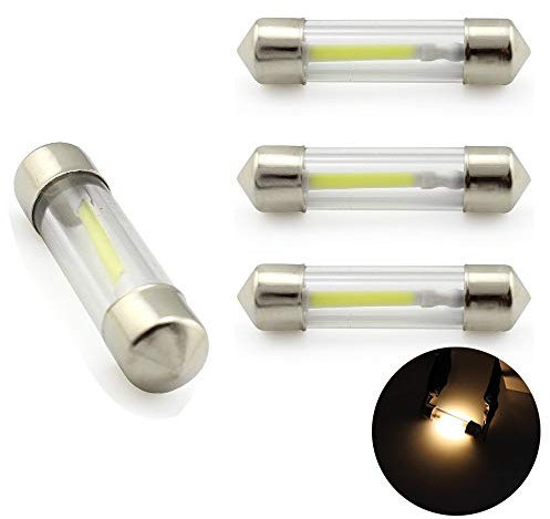 weiXuan Confezione da 4 LED per auto, 27 mm/ 31 mm / 36 mm / 39 mm / 41 mm, 12V, COB, 360 gradi, lampadine a filamento, luce bianca calda, 3000 K, per luce interno auto, luce targa