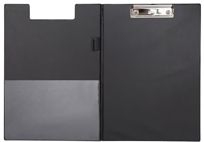 MAUL Schreibmappe A4 | Mappe aus Pappe mit Folienüberzug zum Zuklappen | Dokumentenmappe A4 mit Fach für Papier | Praktische Dokumententasche zum Aufhängen | Aktenmappe für Büro | Schwarz