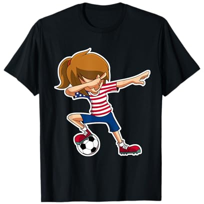 Dabbing Soccer Girl USA Shirt, American Flag Jersey T-Shirt