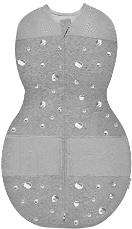 happiest baby Sleepea Pucksack 5-Sekunden-Wickeltuch, 100% Bio-Baumwolle, von Ärzten entworfen fördert gesunde Hüftentwicklung, verhindert versehentliches Kratzen des Gesichts (Planeten Grau, M)