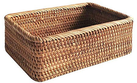 YHNHT Cestino per il pane in vimini, cestino per il pane in poly-vimini, 30 cm, cestino portaoggetti in rattan, realizzato a mano, per frutta e cibo