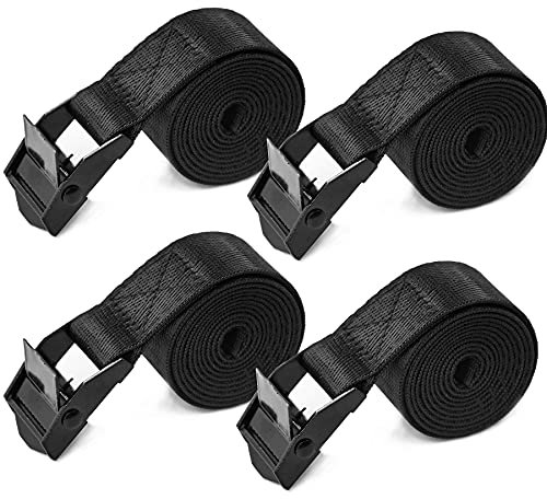 Newthinking 4 Pack Tie Down Straps, Heavy Duty Lashing Straps Tensioning Belts with Adjustable Cam Buckle for Car Luggage and Garden Tent Bundled Fixed, 2.5CM*1M