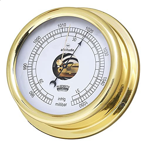 DELITE 866b Altitude Baromètre de bateau en laiton l x H : 150 mm x 42 mm