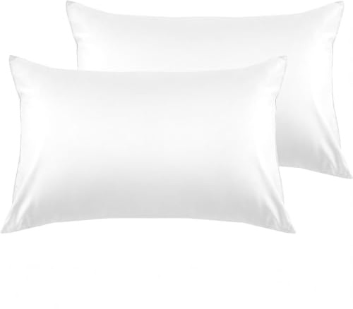 Warmstar Cotton Pillow Cases Standard Size Set of 2, 600 Thread Count Pillowcases 20x26 Inches, Soft Long Staple Cotton Pillowcases Breathable with Envelope Closure,White