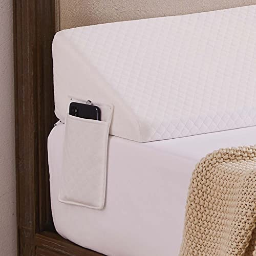 Homemate Queen Size Bed Wedge Pillow Stopper - Bed Gap Filler(0-8) - Headboard Pillow - Triangle Bloster Pillow Wedge - White