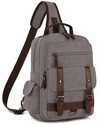 Vintage messengerväska, kanvasryggsäck för resor, axelväska för män, dubbel användning väska för hand och crossbody bära