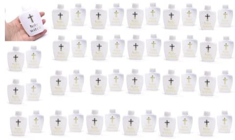 100 botellas de agua bendita de 60 ml para católicos, cristianos, botellas de agua bendita, recipientes vacíos con cruz dorada para católicos, cristianos, Halloween, Pascua, Acción de Gracias,