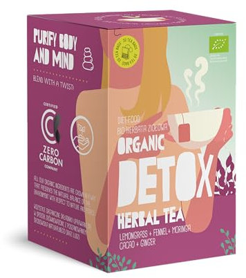 DIET-FOOD - Bio-Tee in Beuteln - Detox-Kräutertee mit Zitronengras - aus zertifizierten Bio-Zutaten - ohne Kunststoffen - heißes Getränk - Naturprodukt - 20x1,5g Teebeutel